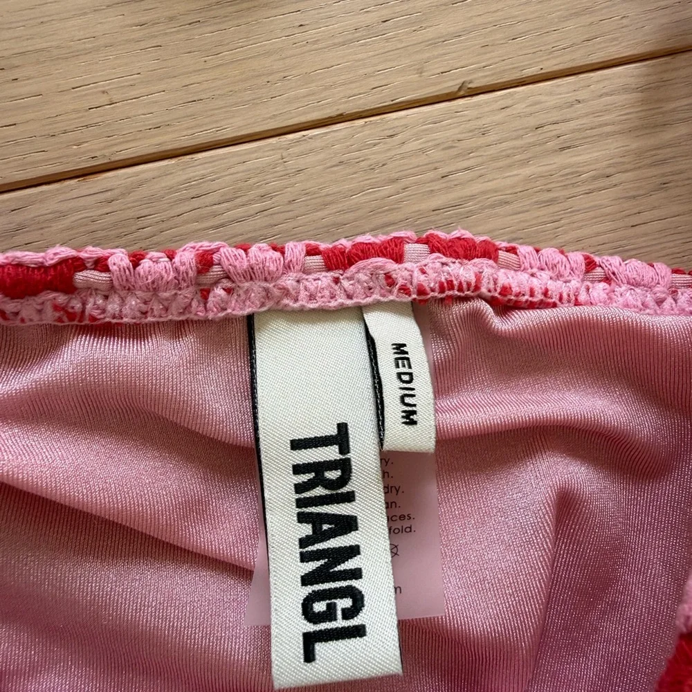triangl swimwear Pink Crochet Tie-Side Triangle Bikini Set